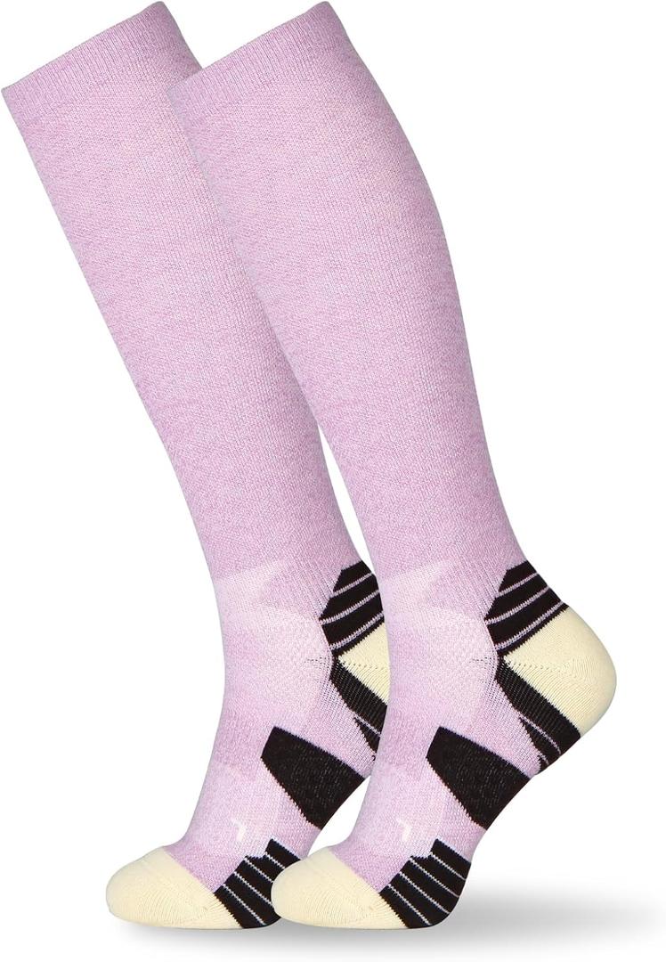 +MD Cotton Compression Socks for Women and Men 4/6 Pairs 15-20 mmHg Knee High Socks for Sports Travel Nurse Edema (9-11)