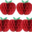SUNBEAUTY 5 Pcs Red Apple Shaped Paper Honeycomb Paper Apple Hanging Decoration School Classroom Back to School Decoration(4 Inch)