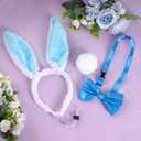 Easter Costumes for Dogs Rbenxia 3PCS Dog Bunny Ears Bowtie and Bunny Tail | Easter Dog Outfit Clothes for Easter Party Accessory Rabbit Ears Cute Festive Designs Celebration Halloween Cosplay Party