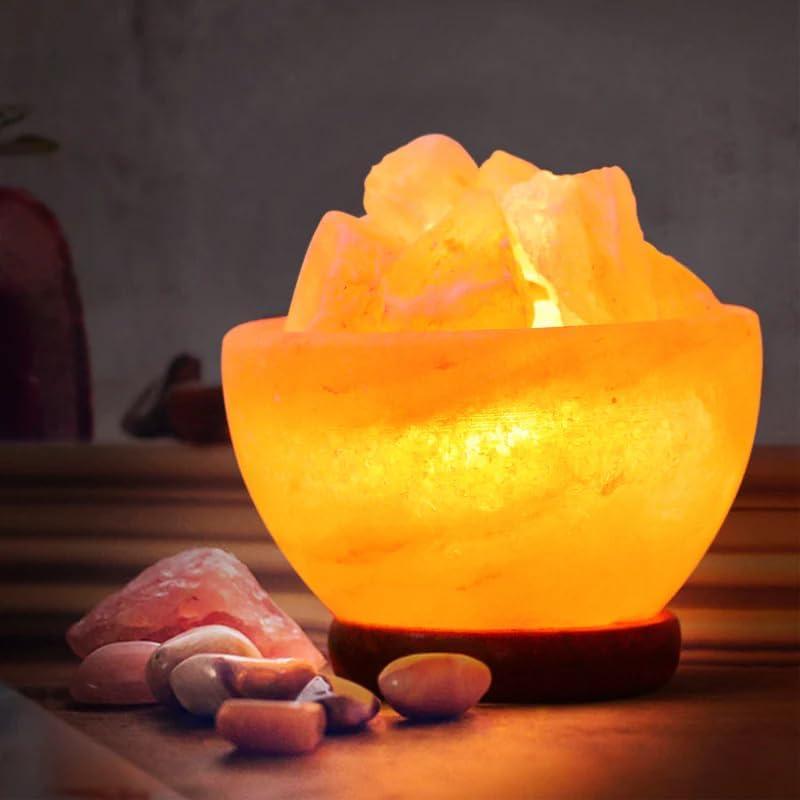 Himalayan Pink Salt Lamp Bowl with Chunks  Natural Luxury & Healing Ambiance