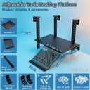 Adjustable Hanging Acrylic Turtle Basking Platform 12x7 for 0.3-2" Tanks | Black acrylic turtle dock with ramp fits 0.3"-2" thick aquarium rims. Acrylic basking platform for aquatic tanks.