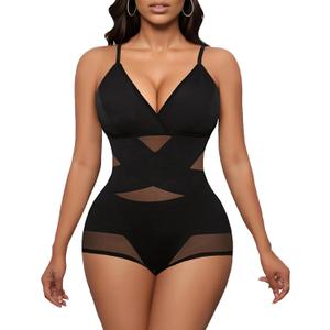 Avidlove Shapewear Bodysuit for Women Body Shaper Tummy Control Shapewear Plus Size Body Suits with Snap Crotch (Medium, Black)