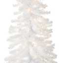 National Tree Company 4 ft Pre-Lit Mini Artificial Christmas Tree, White Iridescent Tinsel, 70 Clear Lights, 110 Tips, Includes Stand