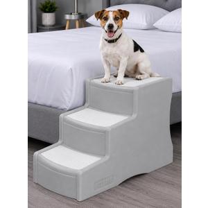 Pet Gear Easy Step III Pet Stairs, Platinum | 3 Step, For Cats/Dogs, Removable Washable Carpet Treads, Supports 150 Pounds, No Tools Required