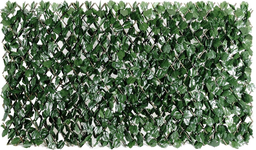 ColourTree Expandable Rectractable Faux Artificial Ivy Trellis Hedge Fence Screen Privacy Screen Wall Screen - Commercial Grade 150 GSM - Heavy Duty, (2, Double Sided Leaves)