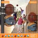 Outdoor Basketball Holder - Sturdy Vertical Storage Rack Metal Ball Holder, Pole Mount Basketball Rack,Wall Mounted Storage for 2 Balls, Basketballs Goal Accessories