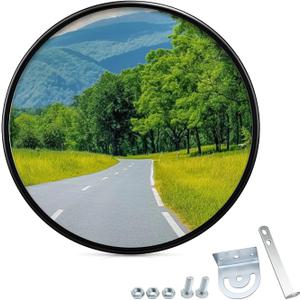 24 inch Convex Mirror Acrylic, Safety Security Traffic Corner Mirrors, Adjustable Wide Angle View and Wall Mounting Corner Blind Spot, for Indoor Outdoor Garage School Classroom Warehouse