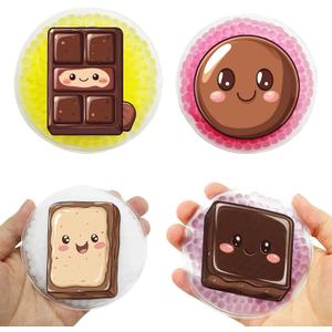 3 x Small Ice Pack, Boo Boo Ice Pack for Kids, Multiple Color Ice Packs, Reusable Instant Cooling Relieves Pain (Chocolate)