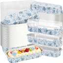 100Pcs Mini Loaf Pans with Lids,6.8oz Rectangular Aluminum Foil Baking Pans Disposable Mini Cake Pans,Chinoiserie