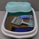 Kitten Starter Kit - 15 Piece Cat Essentials Set Includes Litter Box, Toys, Collars, Scratch Pad, Nail File, Automatic Feed Bowls, Grooming Gloves (Blue)