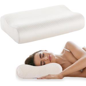 Sinomax Contour Memory Foam Neck and Cervical Pillow - Golden Diamond Neck Pillow for Back Support and Side Sleepers - 22 x 14 x 4-5 inches (Standard)