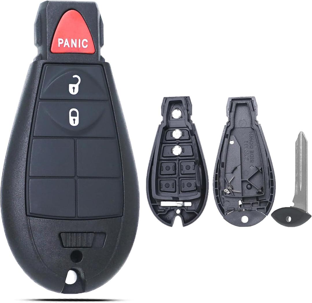 Key Fob Shell Case Replacement Fits for Dodge RAM 1500 2500 3500 Grand Caravan Journey Durango Jeep Grand Cherokee 2010 2011 2012-2017 Keyless Entry Remote Control 3 Button Pad Cover