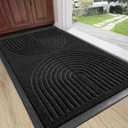 RORA Heavy Duty Door Mat Outdoor Entrance,Non Slip Welcome Mat Indoor, Natural Rubber Floor Mat for Entryway, Patio, Garage, Porch, 24"x36",Black