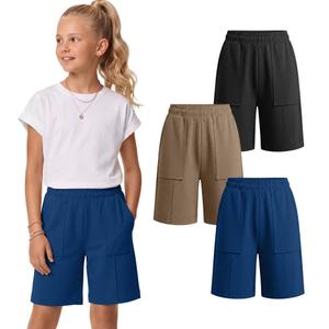 JoyMotion 3 Pack Girls Bermuda Baggy Long Short, 3-Color Set, 9-10 Years