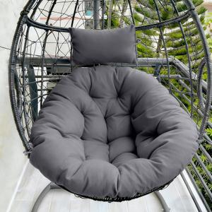 DANGHOOGY Outdoor Egg Chair Cushion, Waterproof Hanging Chair Cushion with Headrest Pillow, Egg Chair Replacement Cushion for Patio Furniture, U-Shaped Eggs Swing Cushion for Basket Chairs, Gray