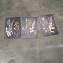 Black Botanical Canvas Wall Art Set of 3 Vintage Floral Art Moody Flower Wall Decor Dark Academia Poster Painting Prints Pictures for Bedroom Living Room 16x24 Inch Framed