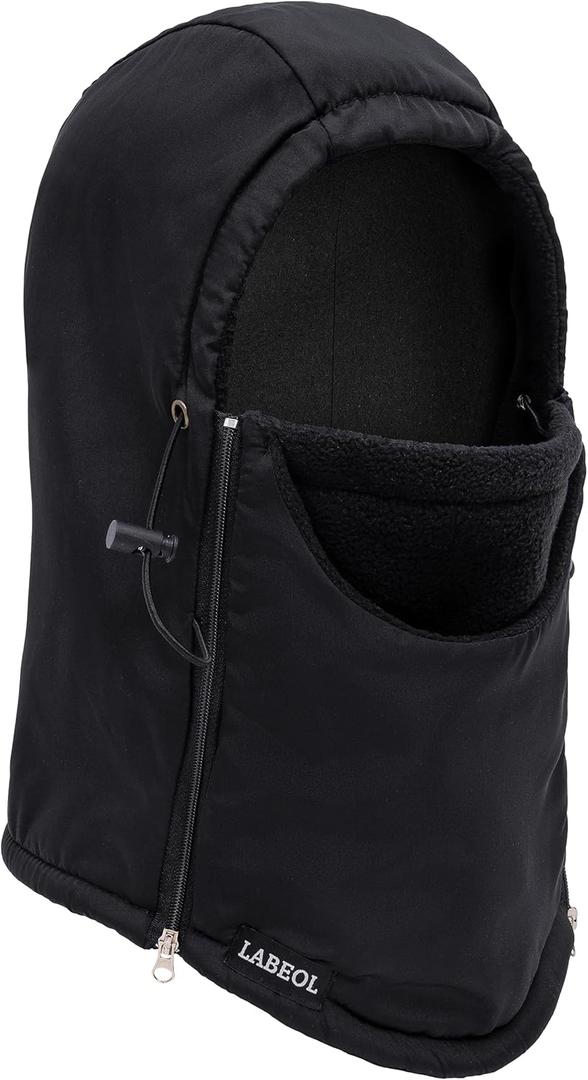 Labeol Kids Balaclava Winter Hat Ski Mask Windproof Thick Warm Fleece Face Cover with Adjustable Zippers for Boys Girls (Black)