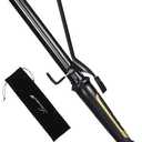 Lanvier 1 Inch Extra Long Hair Curling Iron with Ceramic Tourmaline Barrel, Professional Hair Curler up to 450°F with Dual Voltage for Worldwild Use, Hair Waving Style Tool for Girls&Women–Black