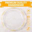 U-QE 100PCS Clear Gold Plastic Plates - Disposable Heavy Duty Clear Plates with Gold Rim Including 50PCS 10'' Dinner Plates & 50PCS 7.5'' Dessert Plates Perfect for Party, Weddings