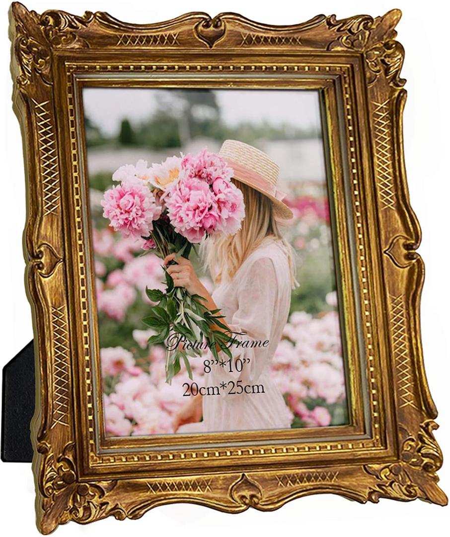 PHAREGE 8x10 Vintage Bronze Picture Frame, Ornate Antique Picture Frame for 8 by 10 Wedding Photo, Photo Frame Displays Horizontally or Vertically On Tabletop