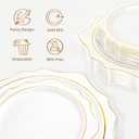 60PCS White Plastic Plates with Gold Rim, Disposable Heavy Duty Plastic Plate, Fancy 30 Dinner and 30 Dessert Plates for Party and Wedding