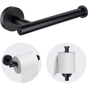 Kitsure Toilet Paper Holder Wall Mount - Sturdy Round Matte Black Toilet Paper Holder for Mega Roll, Premium 304 Stainless Steel Toilet Paper Roll Holder for Bathroom, Washroom, Black
