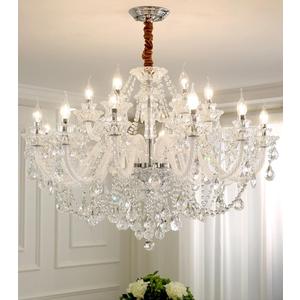 Clear Crystal Chandelier, K9 Crystal 18 Lights, E12 Bulbs, Modern Ceiling Lamp for Living Room, Bedroom, Dining Room, UL-Listed, Easy to Install (18-Light)