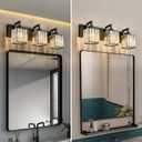 Modern Bathroom Vanity Light 3-Lights Black Crystal Wall Lamp Bathroom Modern Crystal Vanity Lighting