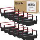 12 Pack ERC30 ERC30 Black and Red ERC-30 ERC30/34/38 Ribbon Compatible with Epson TM-U220 M188B ERC30 ERC34 ERC38 NK506 Printer