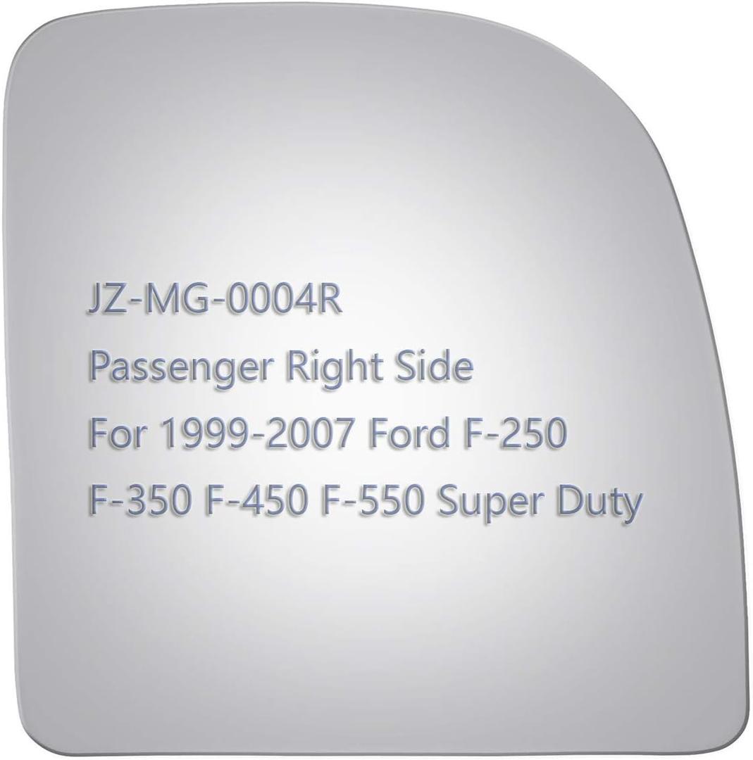 JZSUPER Upper Towing Mirror Glass fit for 99-07 Ford F250 F350 F450 F550 Super Duty Pickup Truck Passenger Right Side RH Flat Replacement Including Adhesive