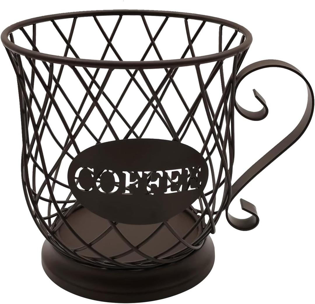 Coffee Pods Storage Basket, Capsule Holder for 35 K Cup Organizer, Basket Decor for Bar Countertop-Brown (Brown)