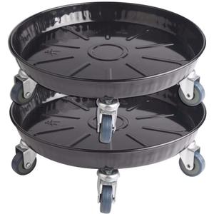 ARTLINE Round Plant Stand with Lockable Wheels, Heavy Duty for Indoor Outdoor, Large Rolling Dolly Planter Caddy on Casters to Carry Potted Flower Pot, Round Metal Tray NO Holes, Black (16", Black 2 Pack)