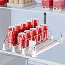 Drink Organizer for Fridge,Self Pushing Fridge Drink Organizer,Automatic Drink Dispenser for Fridge-Holds up to 15 Cans, 14.96inch, White