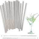16 Pack 5 Inch Extra Short Metal Coffee Stir Straws, Reusable Stainless Steel Coffee Stirrer, Mini Bar Cocktail Straws with Cleaning Brush for Coffee Mugs, Small Glasses or Cups
