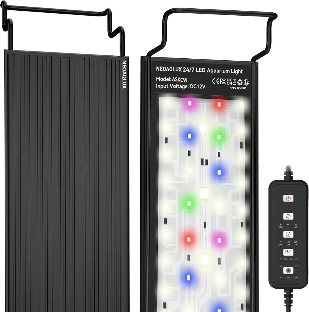 24/7 LED Aquarium Light for 24-30 Inch Plant & Fish Tank IP68, 12-Color & Gradient & Full Spectrum with Sunrise-Daylight-Moonlight, Auto On/Off, Brightness, Extendable Brackets for Freshwater