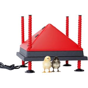 RentACoop 12x12 Adjustable Heating Plate with Bonus Foldable Anti-Roost Cone for up to 20 Chicks | Chick Brooder Heat Plate Energy-Efficient 22-Watt Chick Heater - Safer Than Heat Lamps