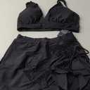 Blooming Jelly Women's High Waisted Bikini Sets Tummy Control Swim Skirt Two Piece Swim Suit 2025 Retro Swimsuit (Large, Black)