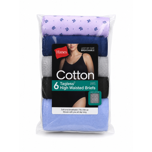 JUST MY SIZE Women's Cool Comfort Cotton High Brief 6Pack, Size 10/2x