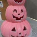 3 Tier Pink Halloween Decor Pumpkins 14" Light up Jack O Lantern