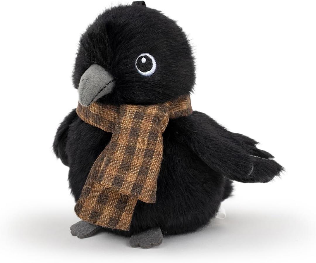 Bird Stuffed Animal Cute Crow Plush Bag Pendant Simulation Black Crows Stuffed Animals with Shawls Cute Little Bird Plushie Gift for Kids & Friends Crow