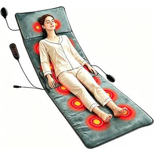 TeqHome Full Body Massage Mat with Heat, 10 Vibration Motors & 3 Timers, Includes Inflatable Pillows for Chair/Bed/Sofa, Relaxation & Comfort, Ideal Gifts