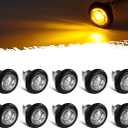 Partsam 10Pcs 3/4 Inch Amber Led Side Marker, DOT Approved Clear Lens Clearance Bullet Lights Penny Light with Plug Rubber Grommets for Trailer Truck RV Car Bus Van, 12V IP67 Waterproof