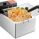 TANGME Commercial Deep Fryer, 1700W Electric Countertop Fryer 10.35QT with 6.35QT Baskets Stainless Steel Oil Fryer with Temperature Limiter for Home Kitchen and Restaurant