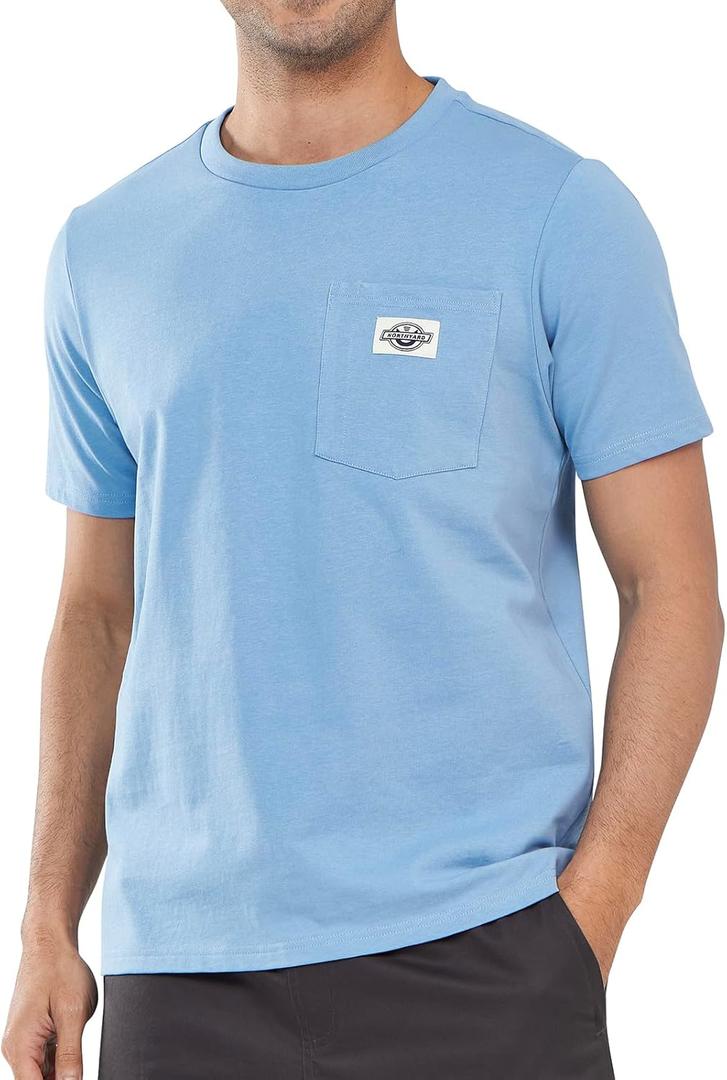 NORTHYARD Men's Cotton Shirts Heavyweight Short Sleeve Casual T-Shirts with Chest Pocket Work Wear, M