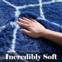 ONASAR Area Rugs for Bedroom Living Room, 4x6 Fluffy Navy Blue and White Throw Rug for Home Decor, Geometric Soft Shaggy Plush Floor Carpet for Kids Girls Boys Teen Nursery Dorm Office
