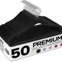 Utopia Home Velvet Hangers 50 Pack  Luxury Non-Slip Slim Suit & Coat Hangers, Strong Space-Saving Clothes Hangers with Pants Bar and 360 Swivel Hook  Black