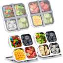 4 Divided Compartments Snack Containers Bento Snack Box with Lid Stainless Steel Kids Plates Reusable Meal Prep Lunch Box Food Storage Containers for Adults Travel Work