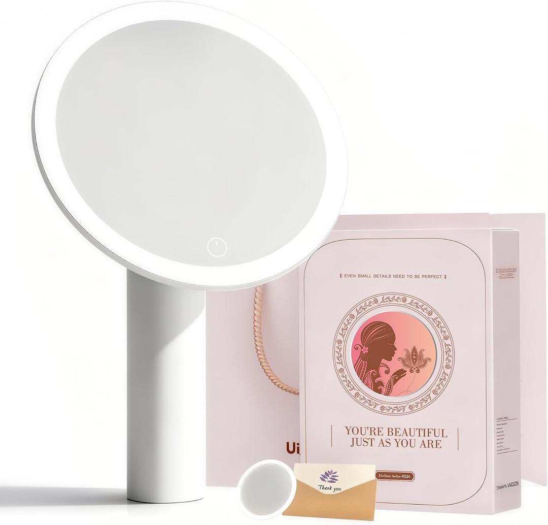 Lighted Makeup Mirror 10X Magnification, Dimmable Touch Control Vanity Mirror, Portable Travel Desk Mirror with Stand, Birthday Valentine's for Women Girlfriend Wife Mom Daughter
