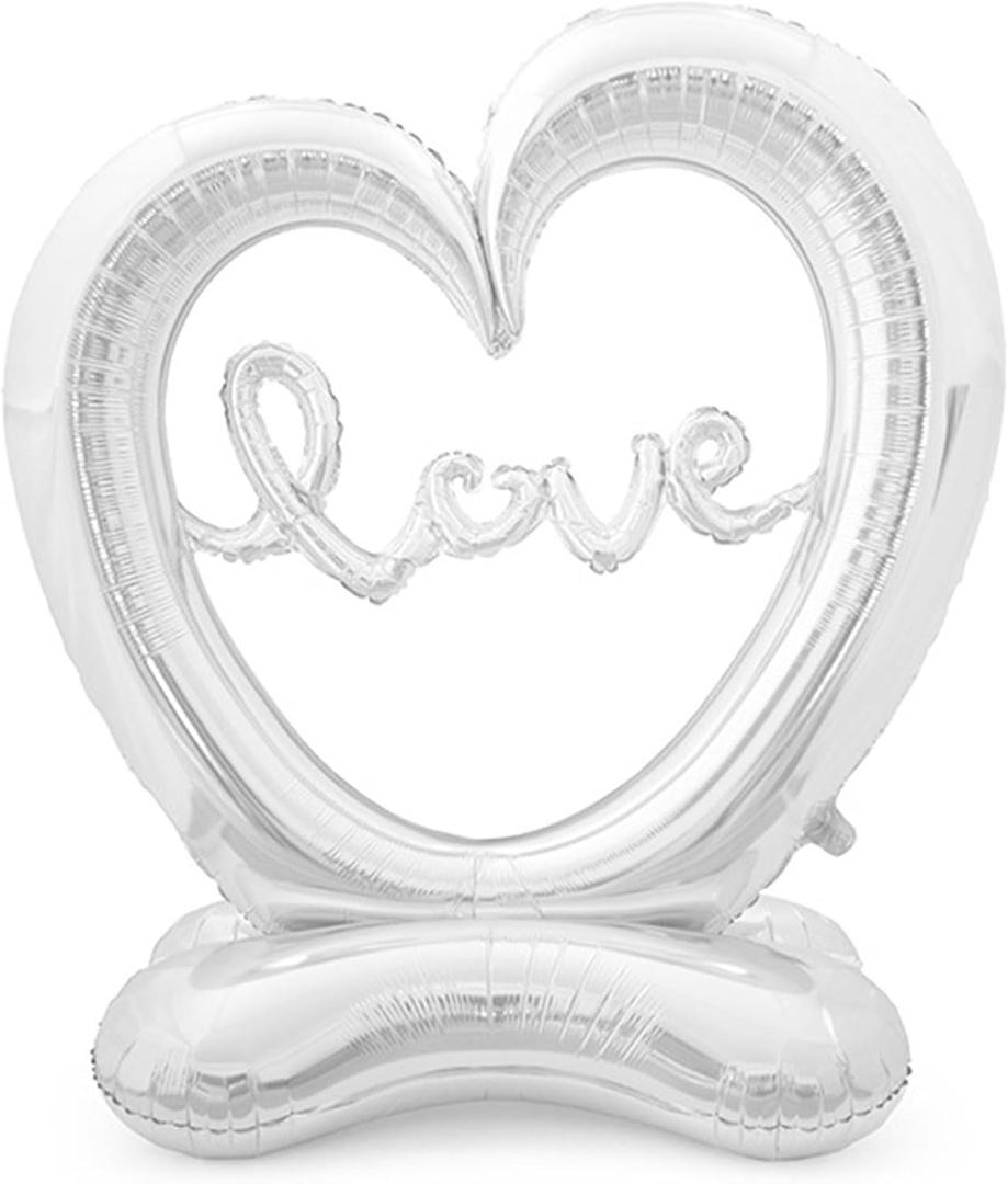 Valentines Day Balloons, Valentines Day Decorations Decor for Party, Galentines Day Decorations, 1Pcs Large 58Inch x 30 Inch Silver Heart Love Standing Balloons
