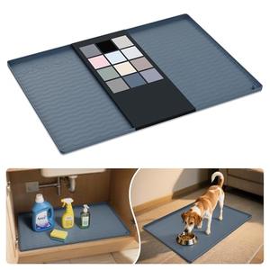 URMONA Waterproof Silicone Under Sink Mat 31'' x 22'' Shelf Liner for Kitchen and Bathroom, Cabinet and Counter Protector, Storage and Organizers, Litter Mat, Pet Cat Puppy Essentials(Dark Grey)
